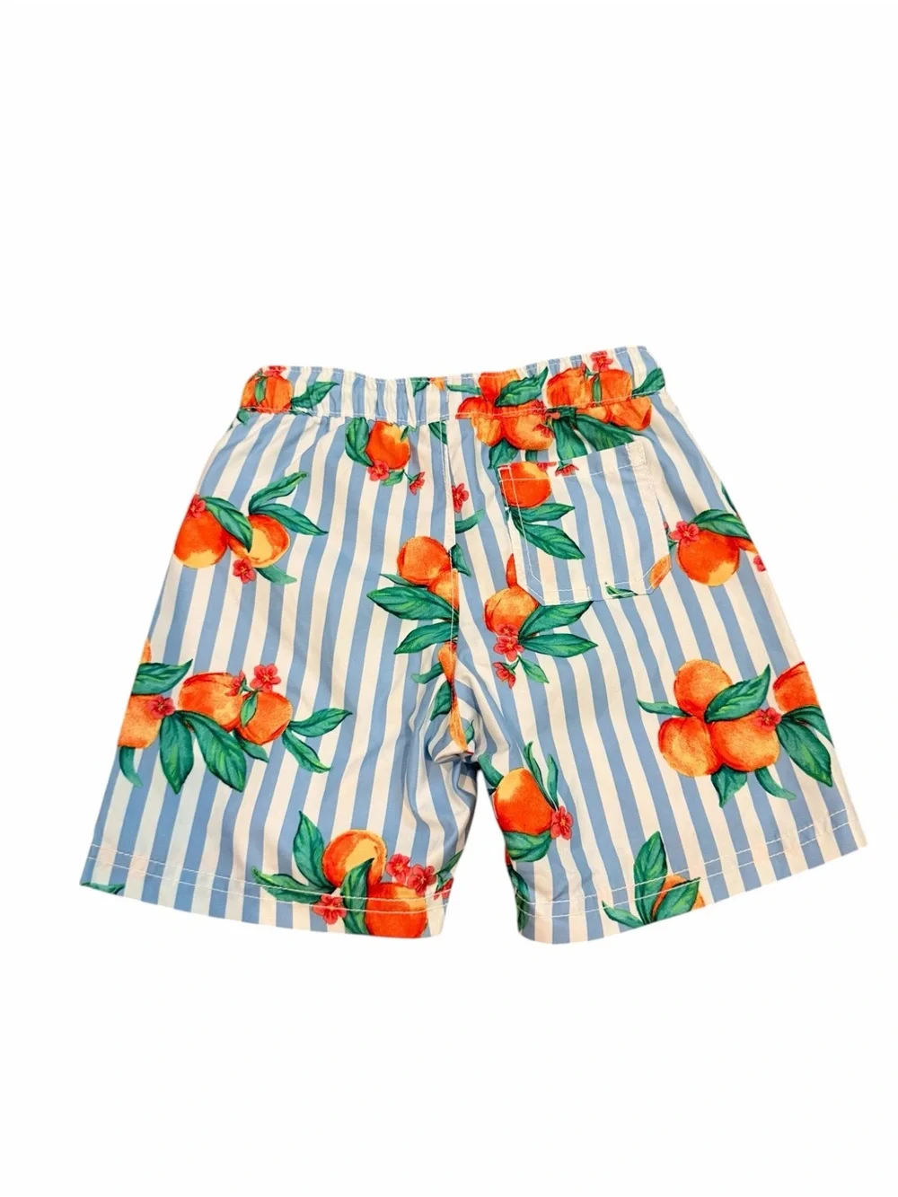 NWT Old Navy Blue & White Striped Swim Shorts with Orange Fruit Print